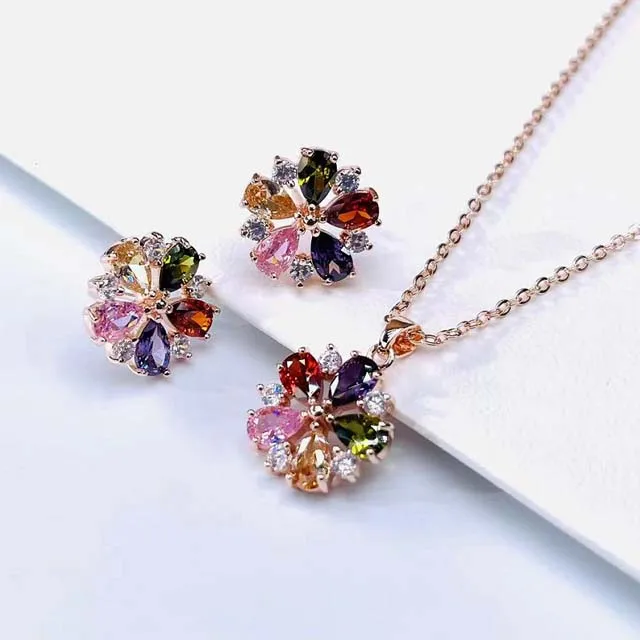 

Wholesale Fashion Rose Gold Plated Women Women Necklaces And Earrings Sets