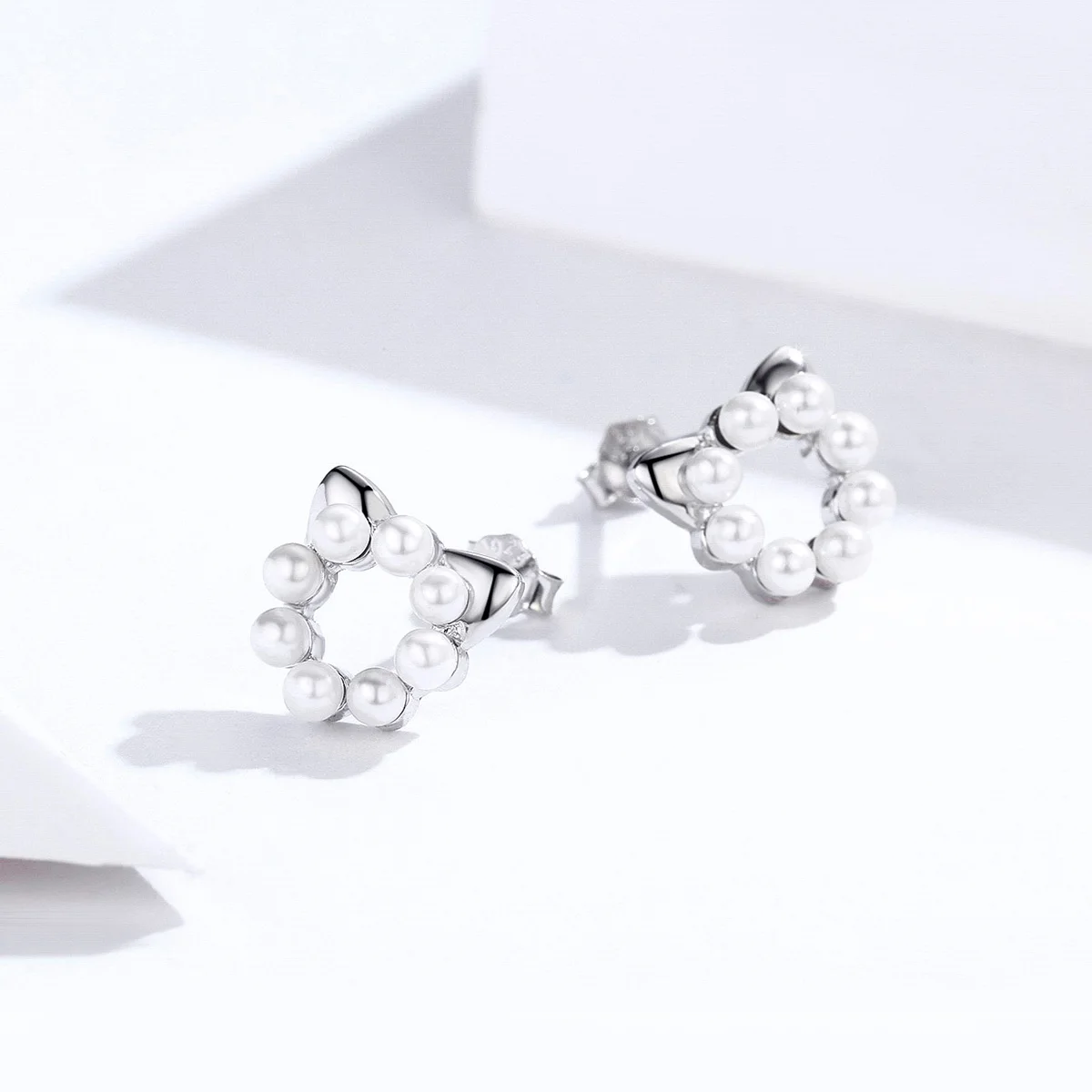 

Cute Pearl Kitty Earring 925 Sterling Silver Fashion Jewelry Earrings