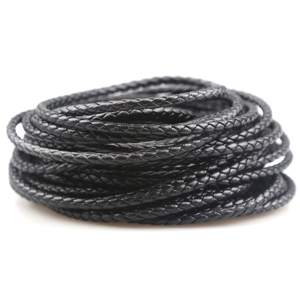 

XuQian Top Quality Jewelry Making Black Nappa Braided 4 Strands Leather Cord