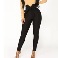 

Ladies high waist bow trousers casual tight pants for women