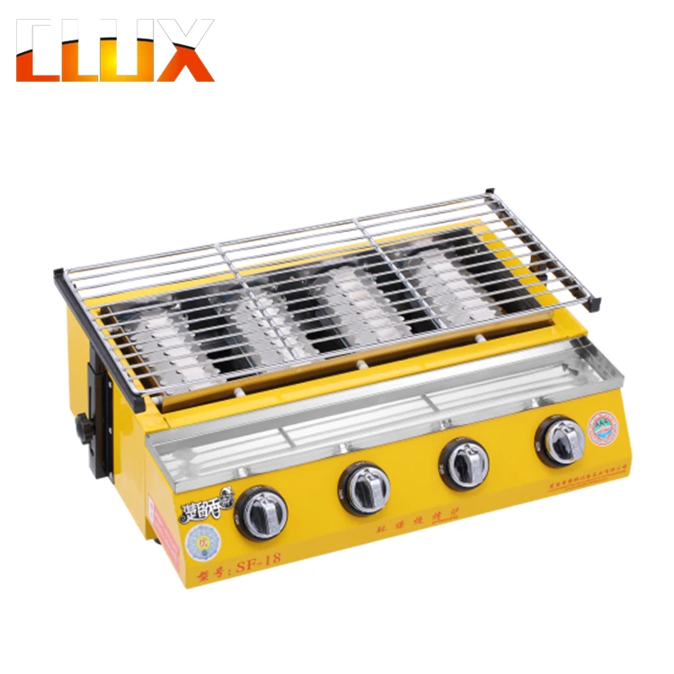 

Easily assembled outdoor 4 burner barbecue gas camping grills, Yellow