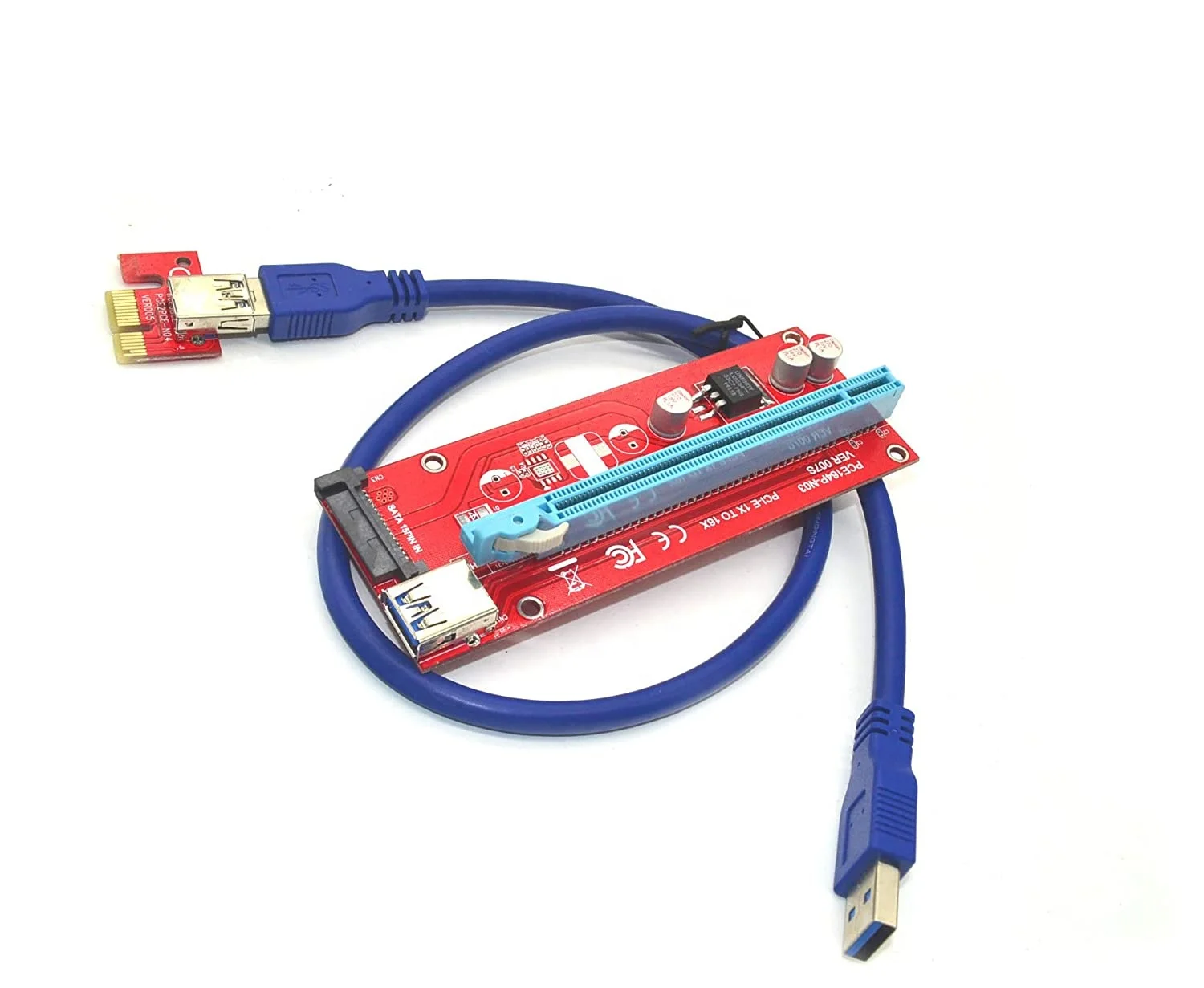 

PCI-E Riser molex Express Cable 16X to 1X SATA with Graphics Extension Ethereum ETC BTH Mining Powered Riser Adapter Card 60cm