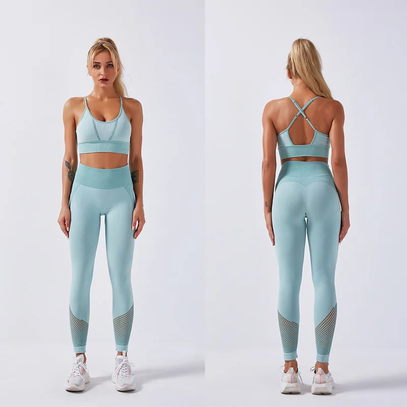 Dropshipping OEM OEM 2020 High Waist gym knit cross-border European and American Amazon hot style sports bra vest yoga suit