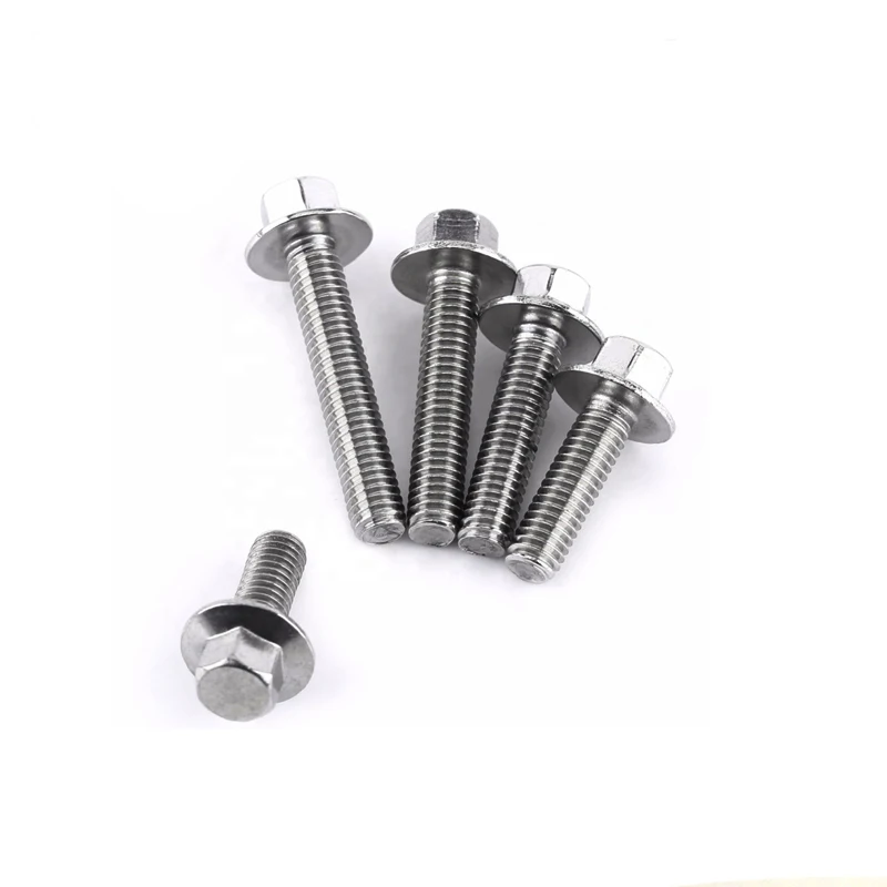 

Stainless steel flange bolt Hexagon nut double ended screw bolt DIN6921, Silver