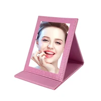 

Logo Makeup Foldable Desktop Private Label Cosmetic Mirror with Handle As Gift