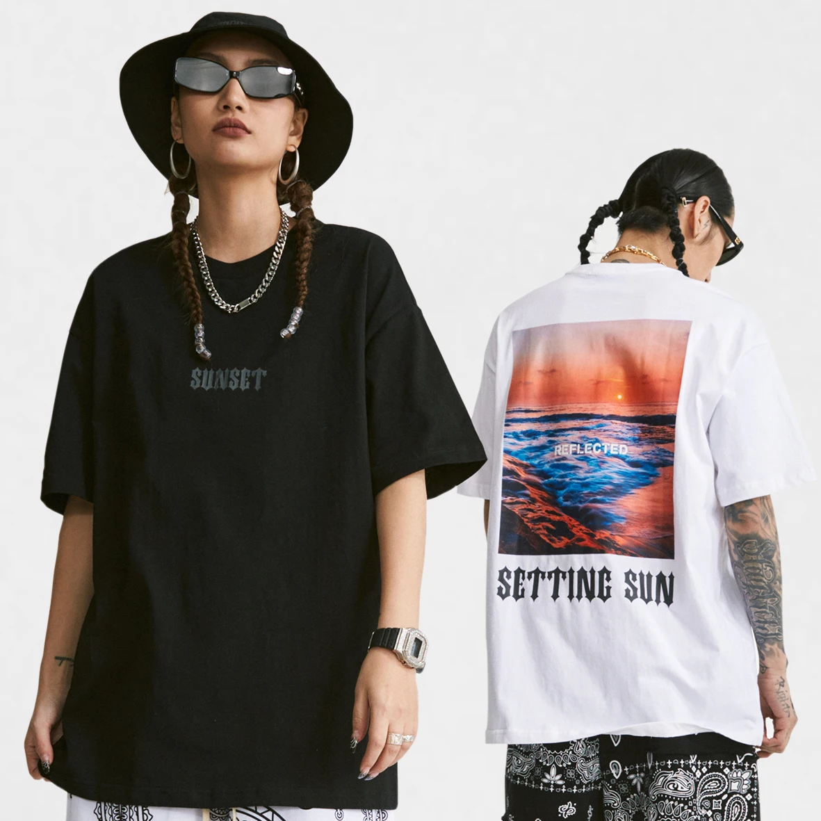 

White And Black Two Colors Summer Fashion Design Beach Printed Oversized Ladies And Boys 200G T Shirt Cotton Summer