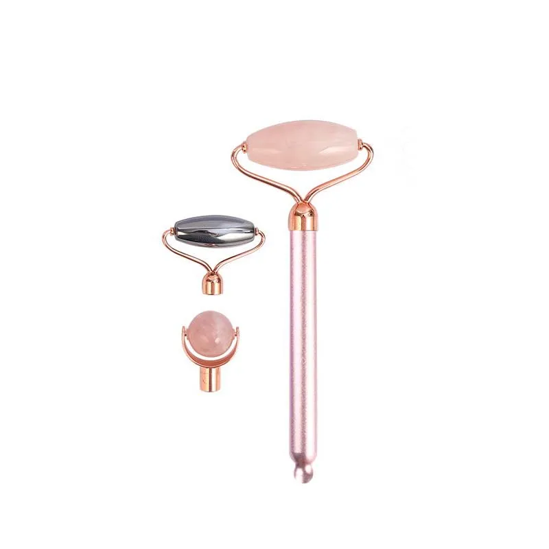 

New arrive rechargeable massage tools facial massage germanium jade roller, Pink