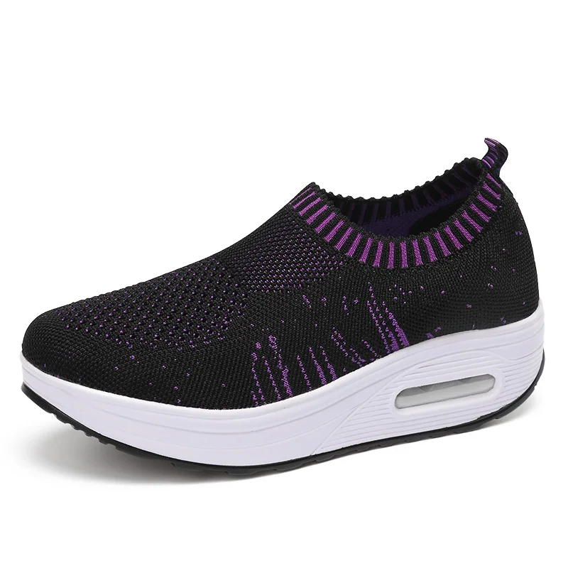 

Rocking Shoes Women's Shoes New Flying Woven Hollow Out Air Sports Leisure Thick Bottoms For The Elderly And The Mother's