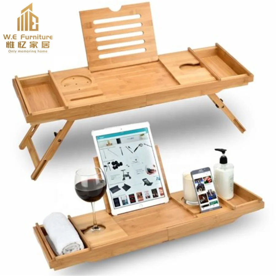 

luxury expandable creative bamboo bathroom bathtub bath tub caddy tray, Customized