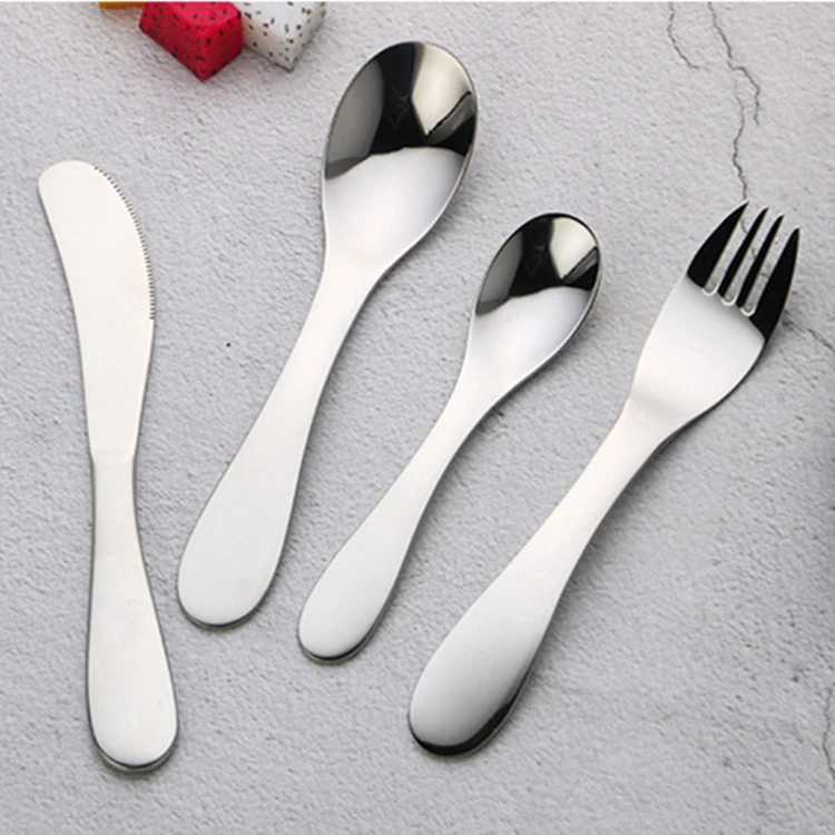 

hot selling products 2021 children's cutlery set kids spoon for kids dropshipping, Silver