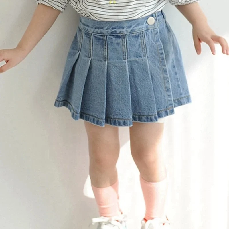 

2-7T Jeans Skirt Shorts For Girls Toddler Kid Baby Clothes Summer Denim Pleated Skirt Shorts