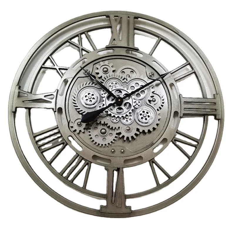 
High Quality wall art COG clocks gear moving big clock french hollow out classic 