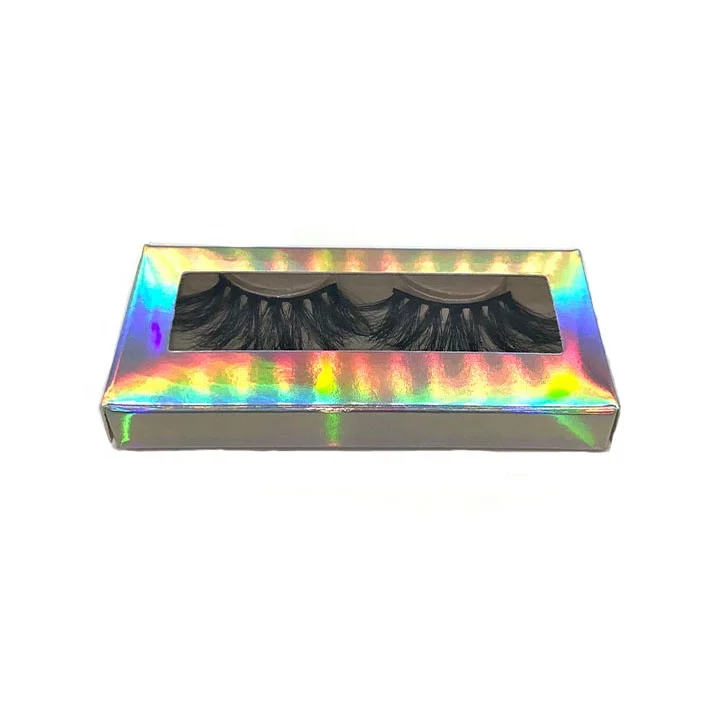 

custom laser paper eyelash box eco friendly packaging false silver lash box