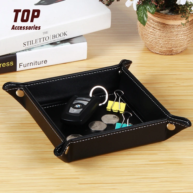 

Creative Desktop Leather Storage Trays Personalized Snap Folding Trays