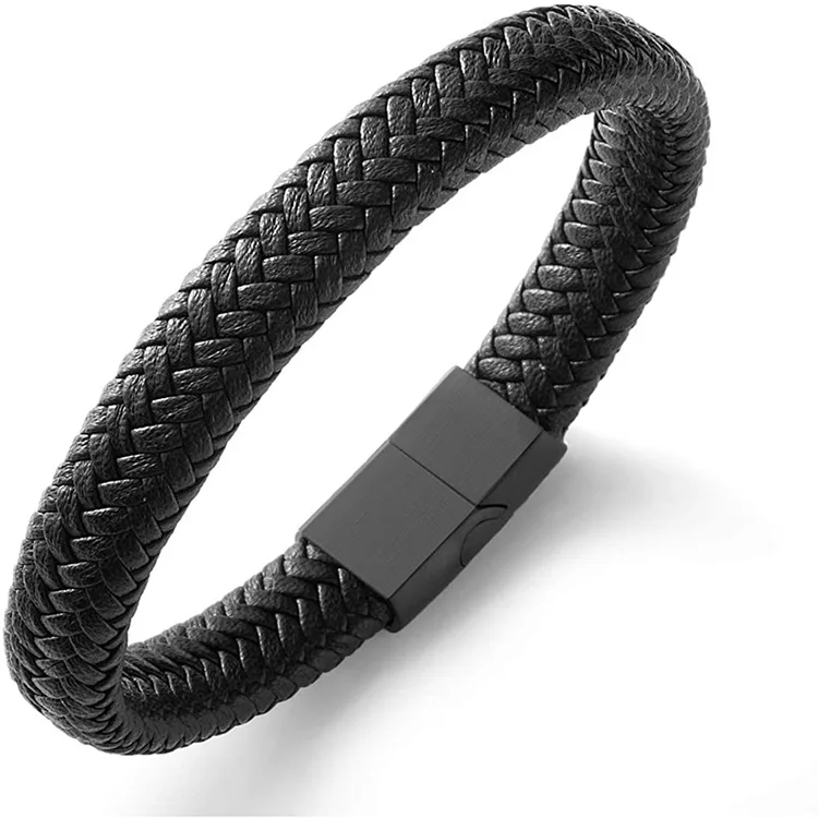 

Men Gift Braided Leather Buckle Clasp Bracelet Statement Jewelry Bracelet Men