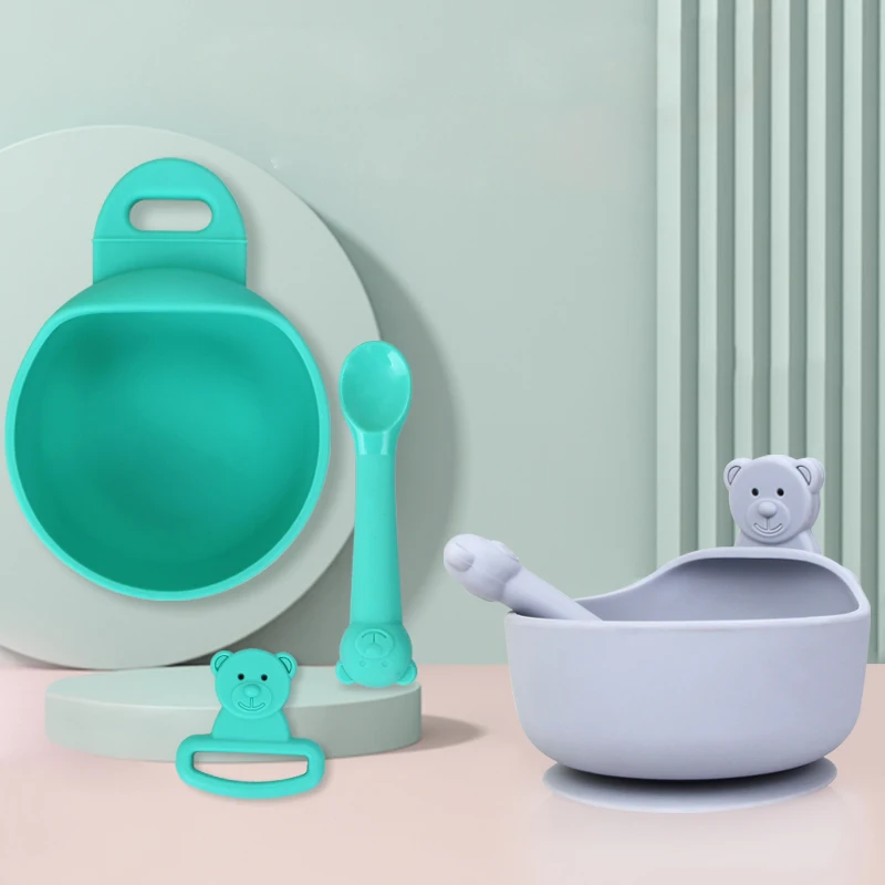 

Baby Feeding Suction Bowl Silicone Bowls Suction Silicone Bowl Set With Spoon