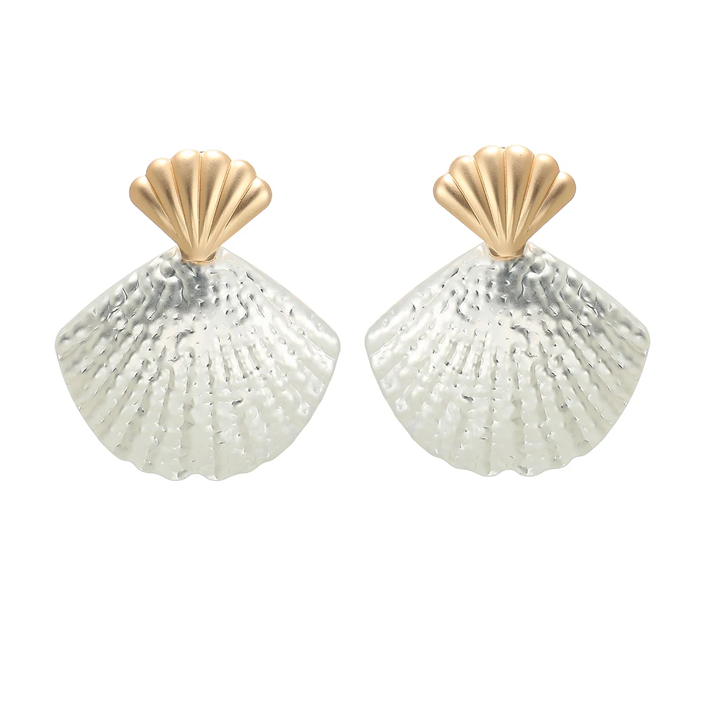 

European and American style shell metal earrings for women in 2021 with modern frosted effect