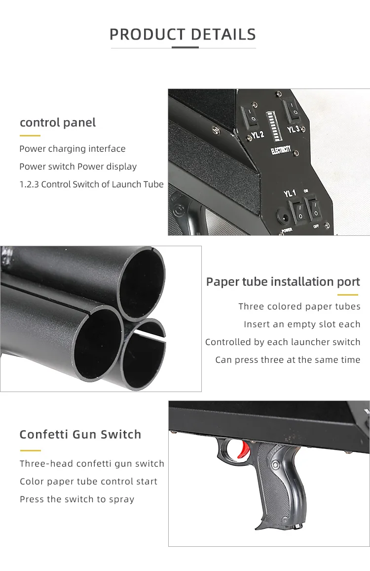 Stage Light Machine Blaster Jet Gun Cannon Tree Heads CO2 Confetti Gun For Party/DJ/Wedding/Celebration Etc LED Jet Machine