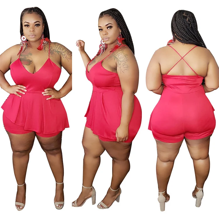 

2021 Solid Plus Size Women Clothing Casual Clothes Outfits Summer Fitness Short Set, Monochromatic