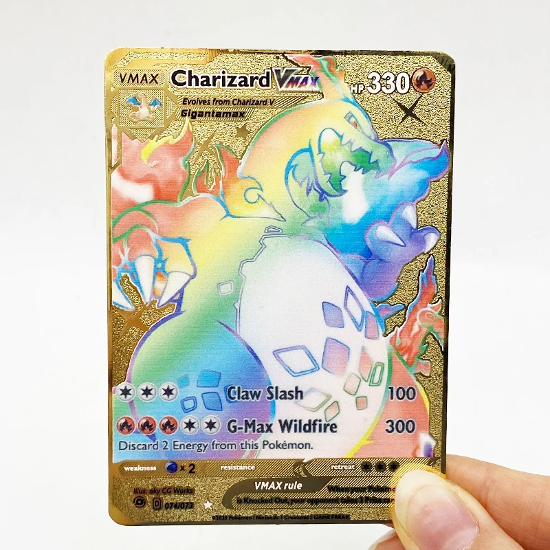

Fast Shipping Rainbow Charizard Blastoise Venusaur 1st edition Base Set Pokemon Metal Trading Card Game