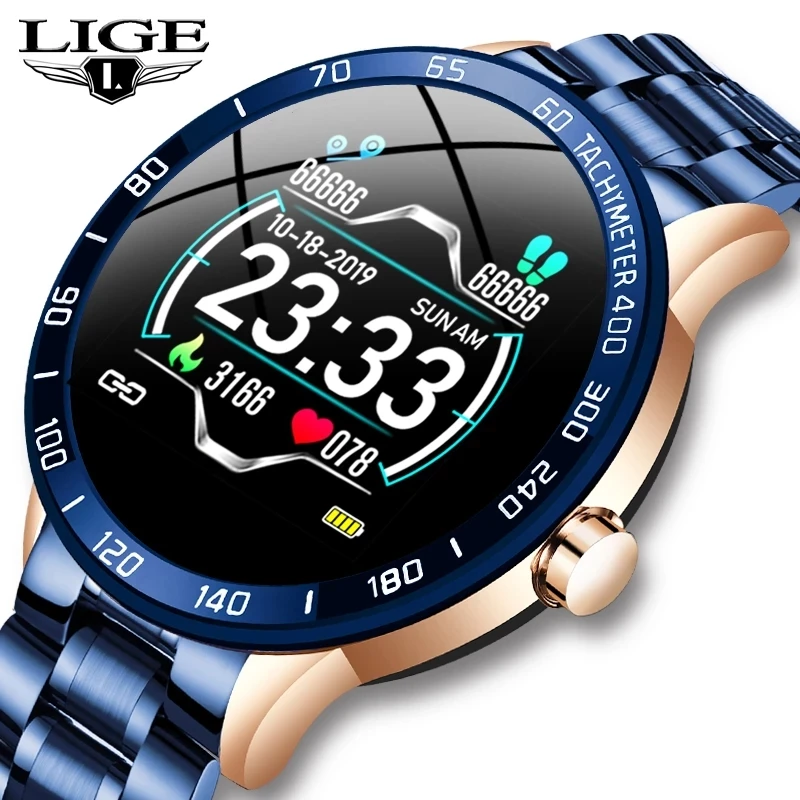 

LIGE Original Steel Band Smart Watch Men Heart Rate Monitor Sport Multifunction Mode Fitness Tracker Waterproof Men Smartwatch