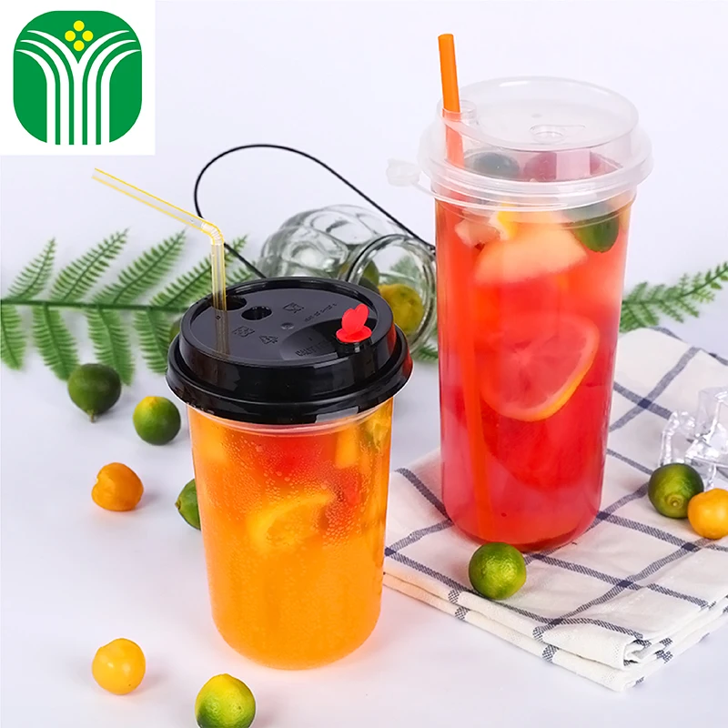 
custom logo printed disposable PP hard tall u shaped clear plastic cup for juice 