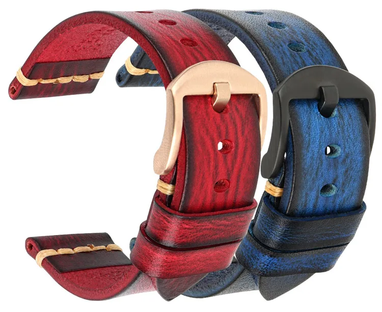 

MAIKES Genuine Leather Watch Band Amazon Hot Selling Watch Straps 18mm 20mm 22mm 24mm 26mm Watch belt Men Women Christmas Gift, Black/grey/red/blue/dark brown/green/natural brown