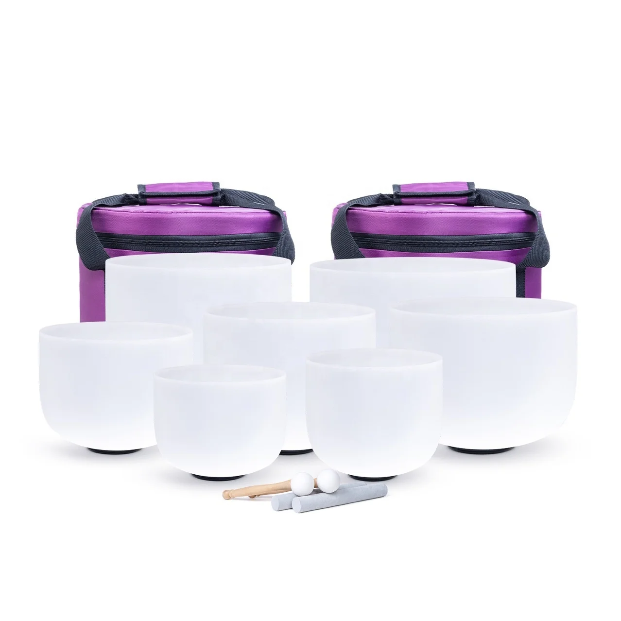 7pcs Frosted Quartz Crystal Singing Bowls C D E F G a B Notes with Case One Set 432HZ Musical Instruments & Accessories