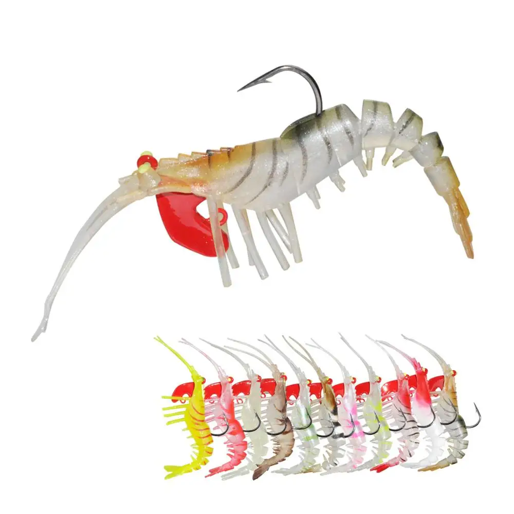 

TPR Soft Shrimp 5cm/7cm/10cm Fishing Lure Bionic Artificial Shrimp Bait With Lead Sea Fishings Tackle, 11colors