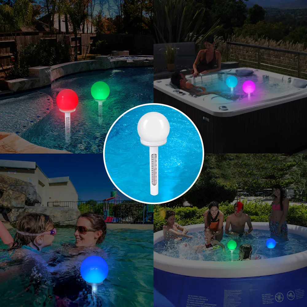 

Solar charging LED Floating Pool Thermometer Pro Water Thermometers for Outdoor & Indoor Swimming Pools Spas Hot Tubs Fish Ponds