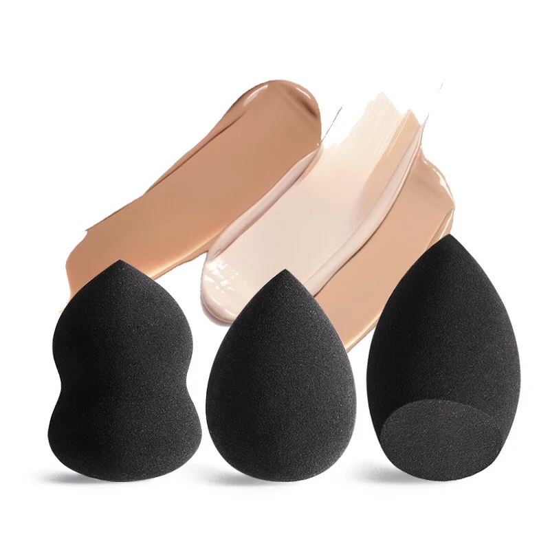 

Factory Direct Big Black make up sponge custom logo reusable beauty Cosmetics non latex women's makeup sponge, Multiple colors