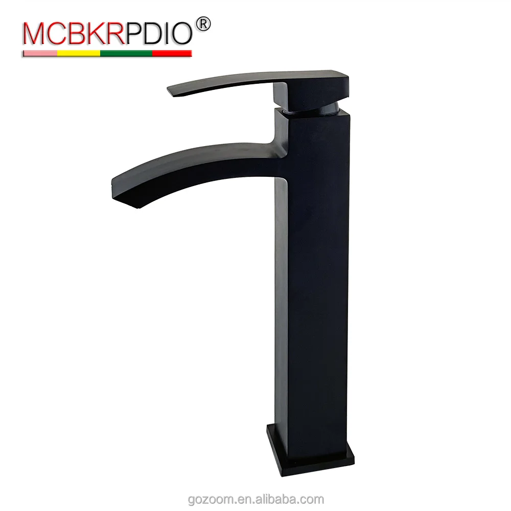 

MCBKRPDIO fashion Waterfall Cold and Hot Water Mixer Bathroom single handle basin Zinc Black high tap