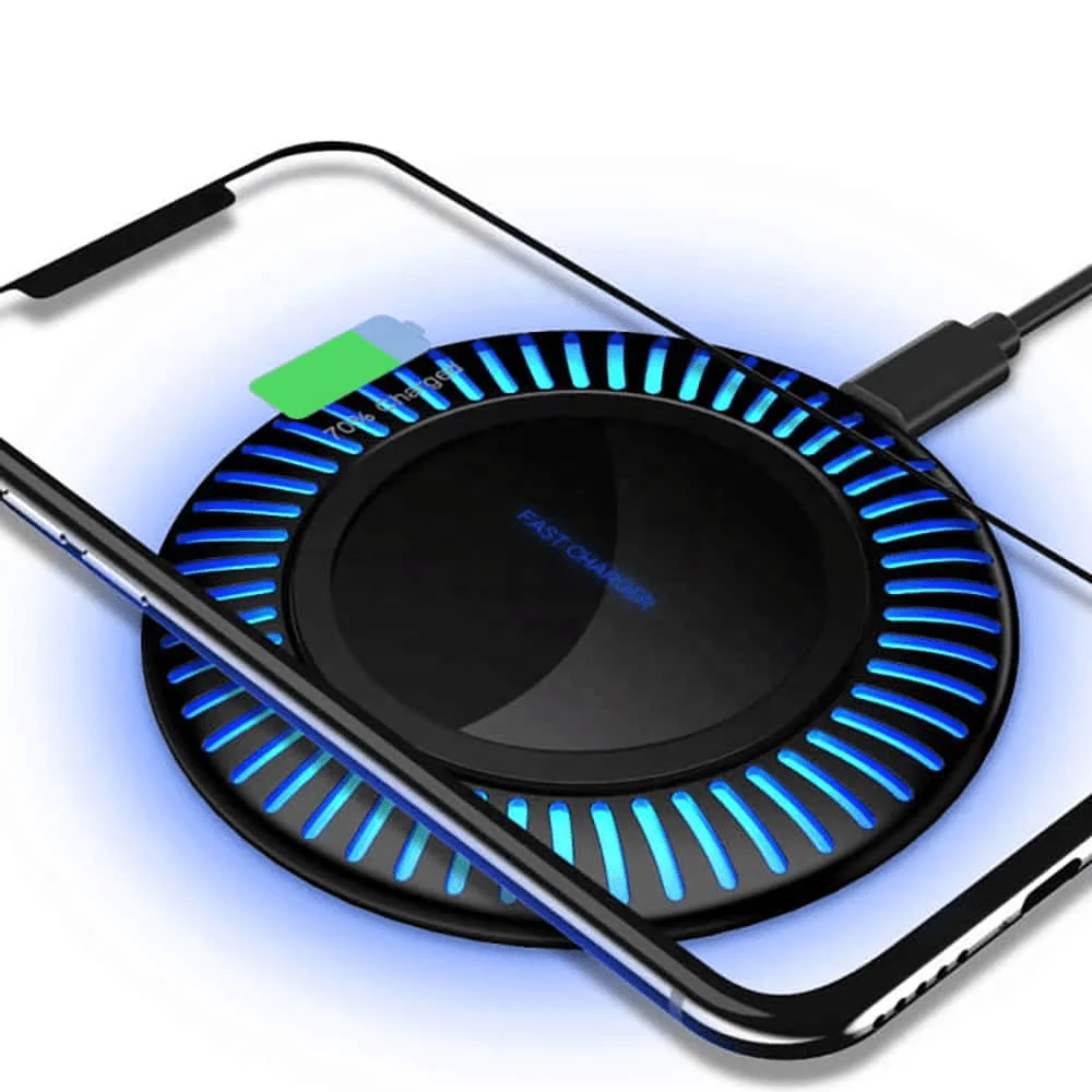 

Design Patent LED Wireless Charging Pad 10W 7.5W Qi Charger Wireless CE ROHS FCC Certified, Black / white