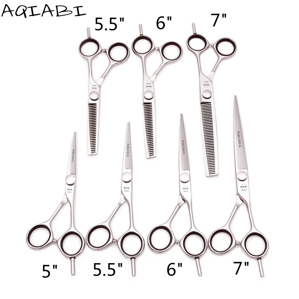 

Hair Scissors 5" 5.5'' 6" 7" AQIABI JP 440C Hair Cutting Scissors Thinning Shears Hairdressing Scissors A1021, Shiny
