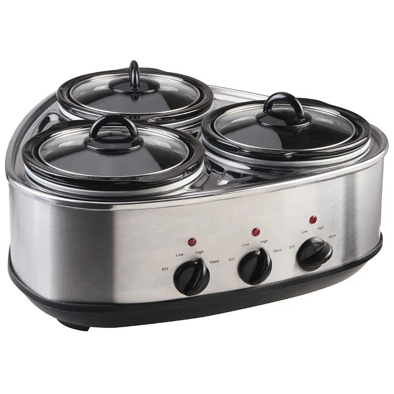 
High quality 3 Pot Triple Ceramic Electric Slow Cookers with 1.5l Capacity 