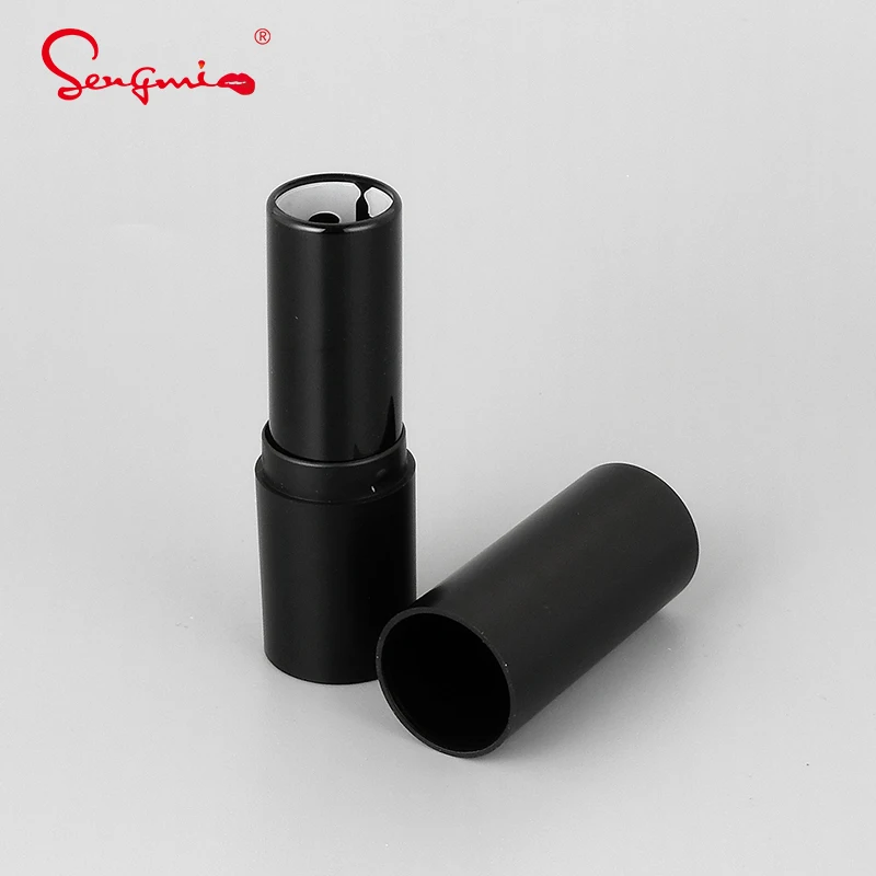 

Custom Logo Matte Round Black Lipstick Tubes Luxury plastic tubes packaging mini Empty Lip Balm Container