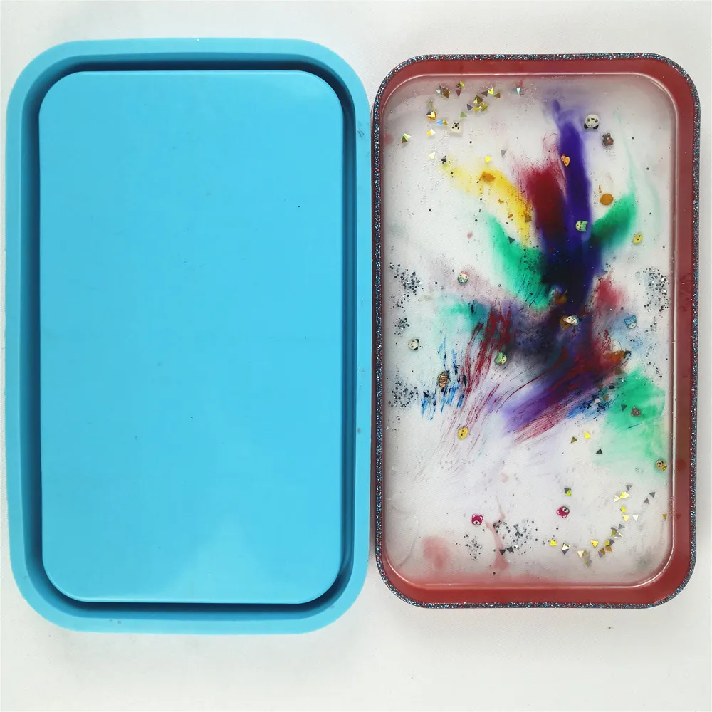 

1006 Rectangle Tray Mould Shiny Silicone Mold Rolling Tray Mold for Resin Crafting