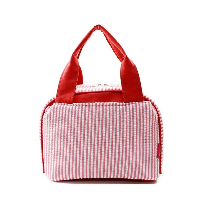 

Picnic Food Storage Bags  Monogrammed Insulated Seersucker Lunch Totes, Customized
