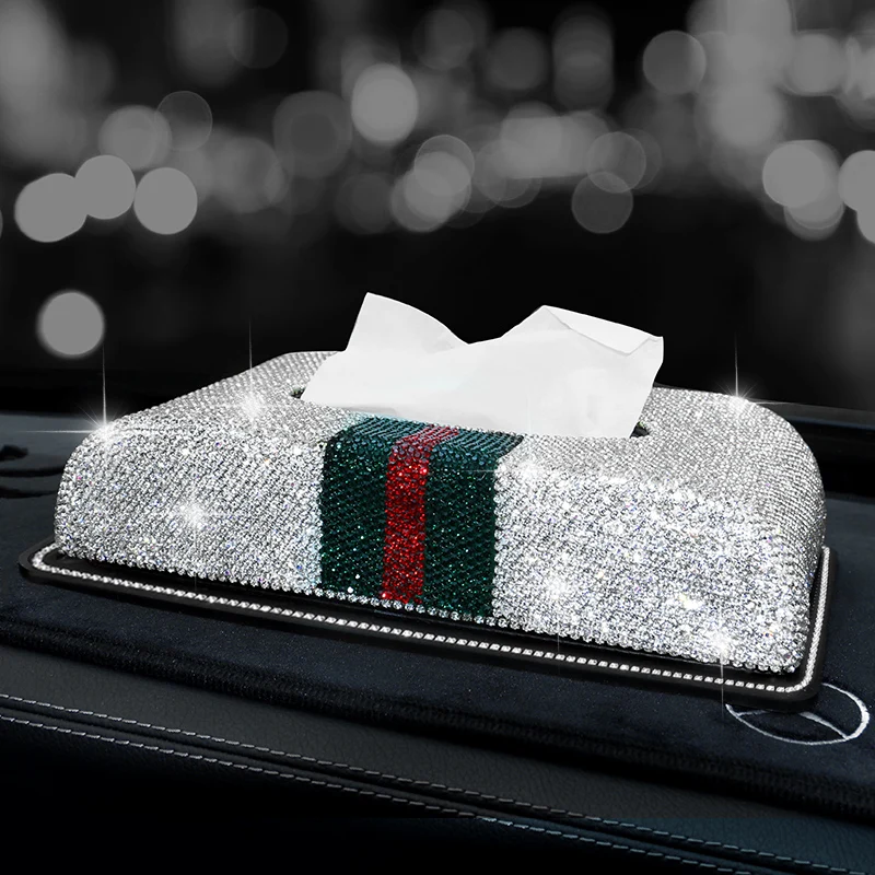 

Creative full diamond car tissue paper box tissue box car tissue box holder for car