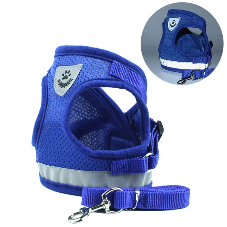 

Custom Wholesale standard size Mesh Nylon Solid Reflective Pet Dog Harness, 9 colors available