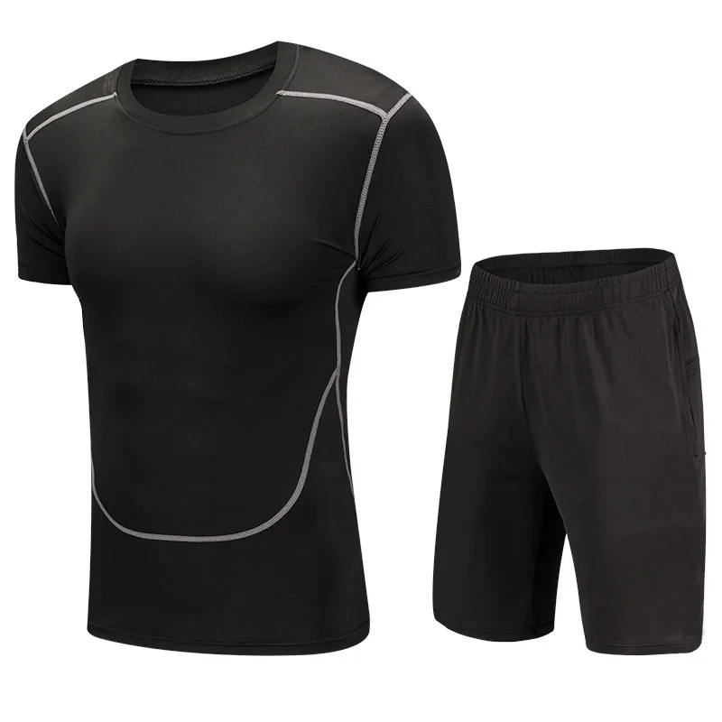 

2 pcs Mens Custom Compression Gym Fitness Wear Men Sport Clothing Quick Dry Workout Set