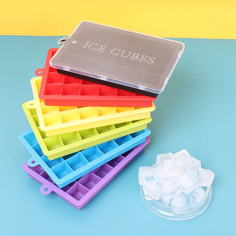 

China Suppliers Silicone Ice Cube Tray Square Shape BPA Free Silicone Ice Cube Mould, White, yellow, green, purple or customization