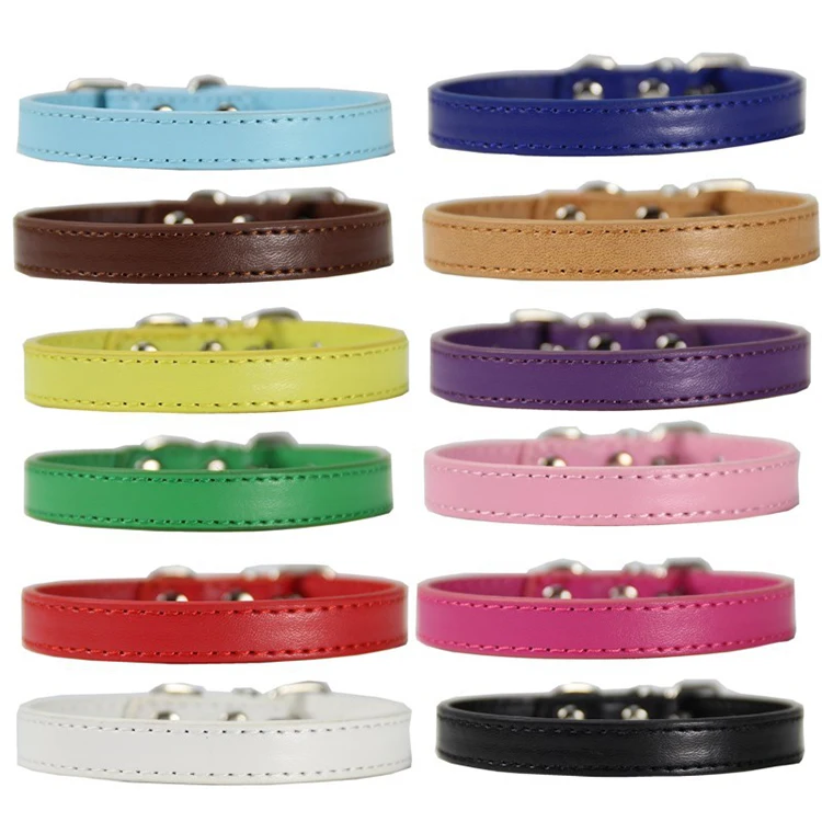 

Amazon Best Seller PU Dog Collar Pet, 16 colors, as pictures