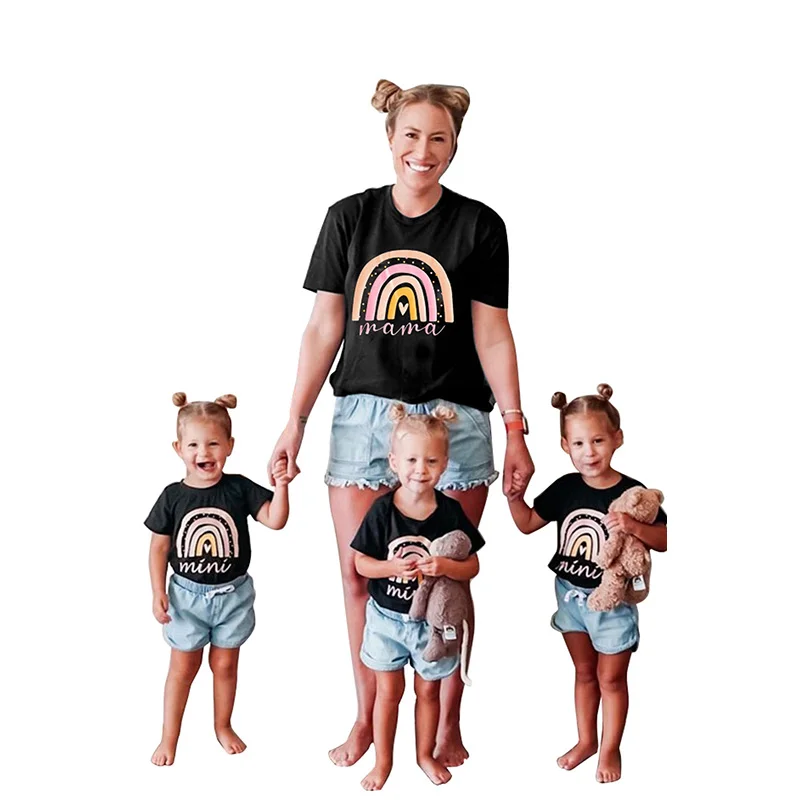 

2021 Fashion Hot Sale MaMa Print Mommy And Me T-shirt Summer Parent-Child Outfit