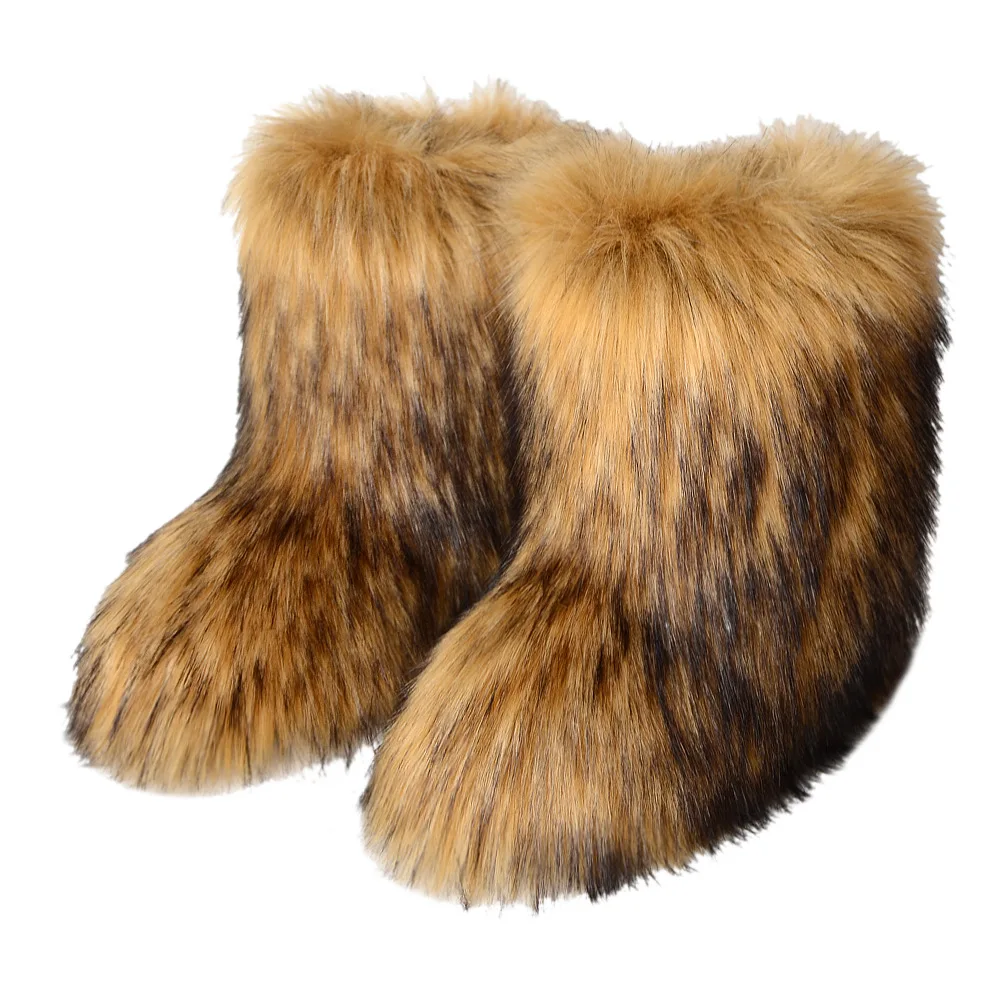 

Superstarer winter women's snow boots warm fur plus size thick winter furry boots