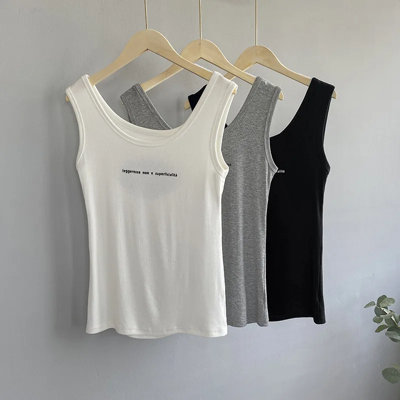 

2021 Custom Pure cotton women's tank top undershirt vest U neck sling bottomed sleeveless quick dry sports gym leisure for woman, Customized color
