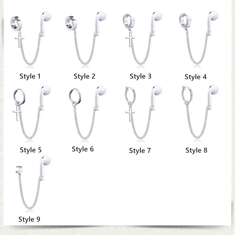 

Anti-lost wireless headsetear clip titanium steel non-fading sports cuff cross earring clip non pierced earrings For men