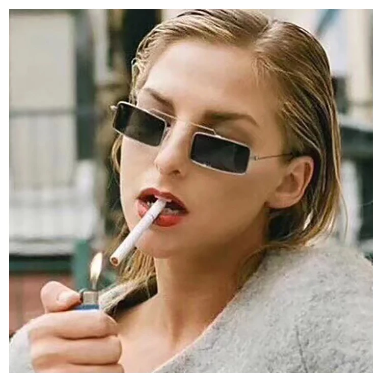 

Wholesale Vintage Designer Small Fashion Rectangle Metal Square Trendy Women Shades Sun Glasses Sunglasses 2020 2021, 8 colors