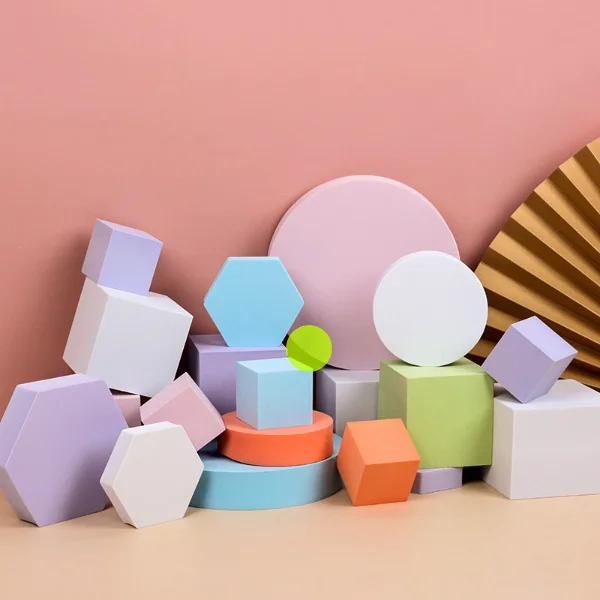 

Yiscaxia 8 in 1 Different Sizes Geometric Cube Solid Color Photography Photo Background Table Shooting Foam Props photo props