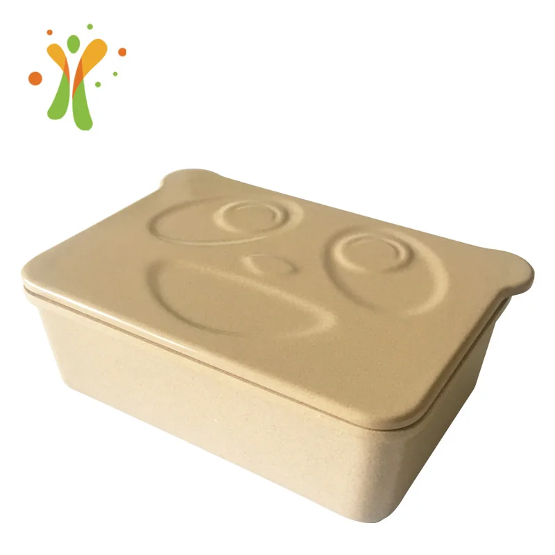 

Stocked feature rice husk fiber biodegradable school food container box for lunch, Rice husk natural color